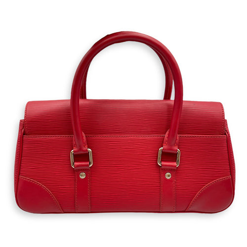 Segur PM Red Top Handle Bag in Epi Leather, Silver hardware