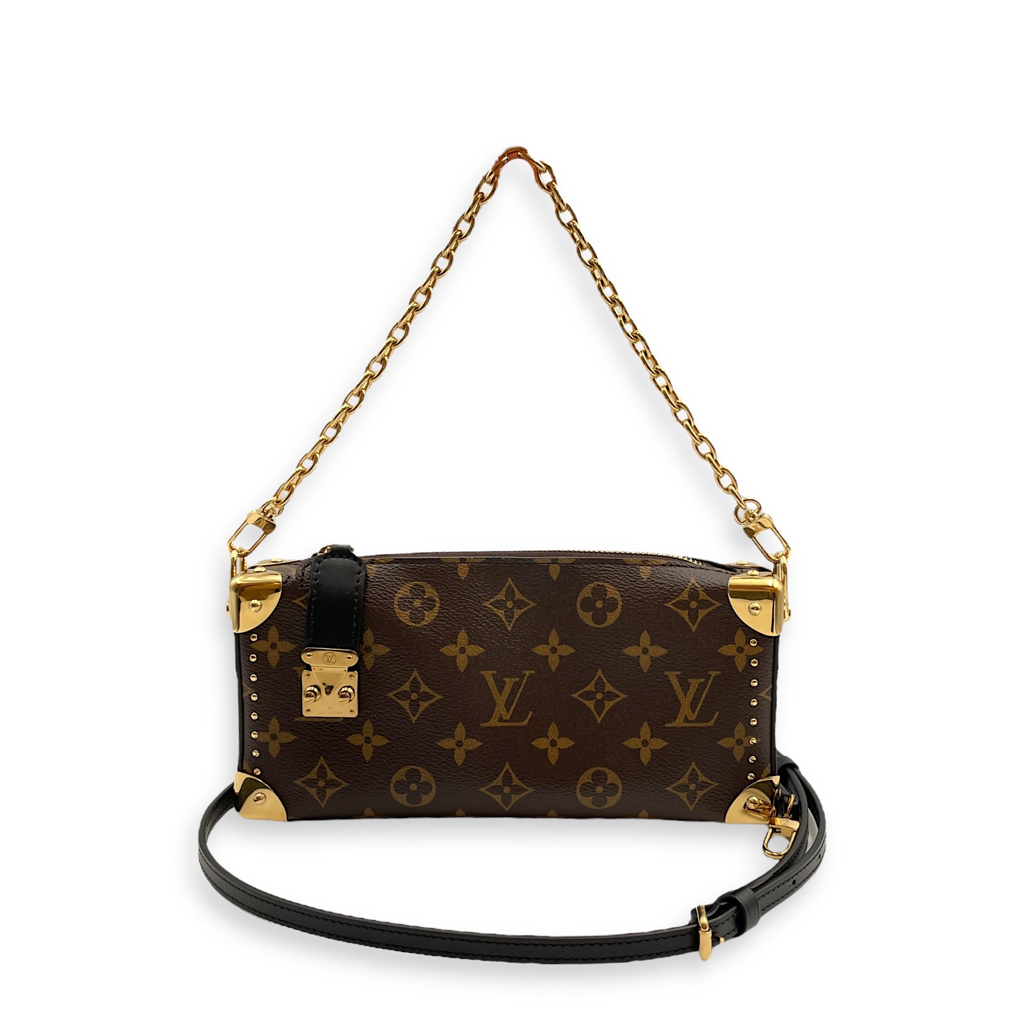 Slim Trunk Brown Monogram Crossbody Bag in Canvas, Gold hardware