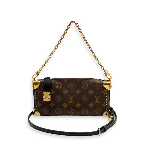 Slim Trunk Brown Monogram Crossbody Bag in Canvas, Gold hardware