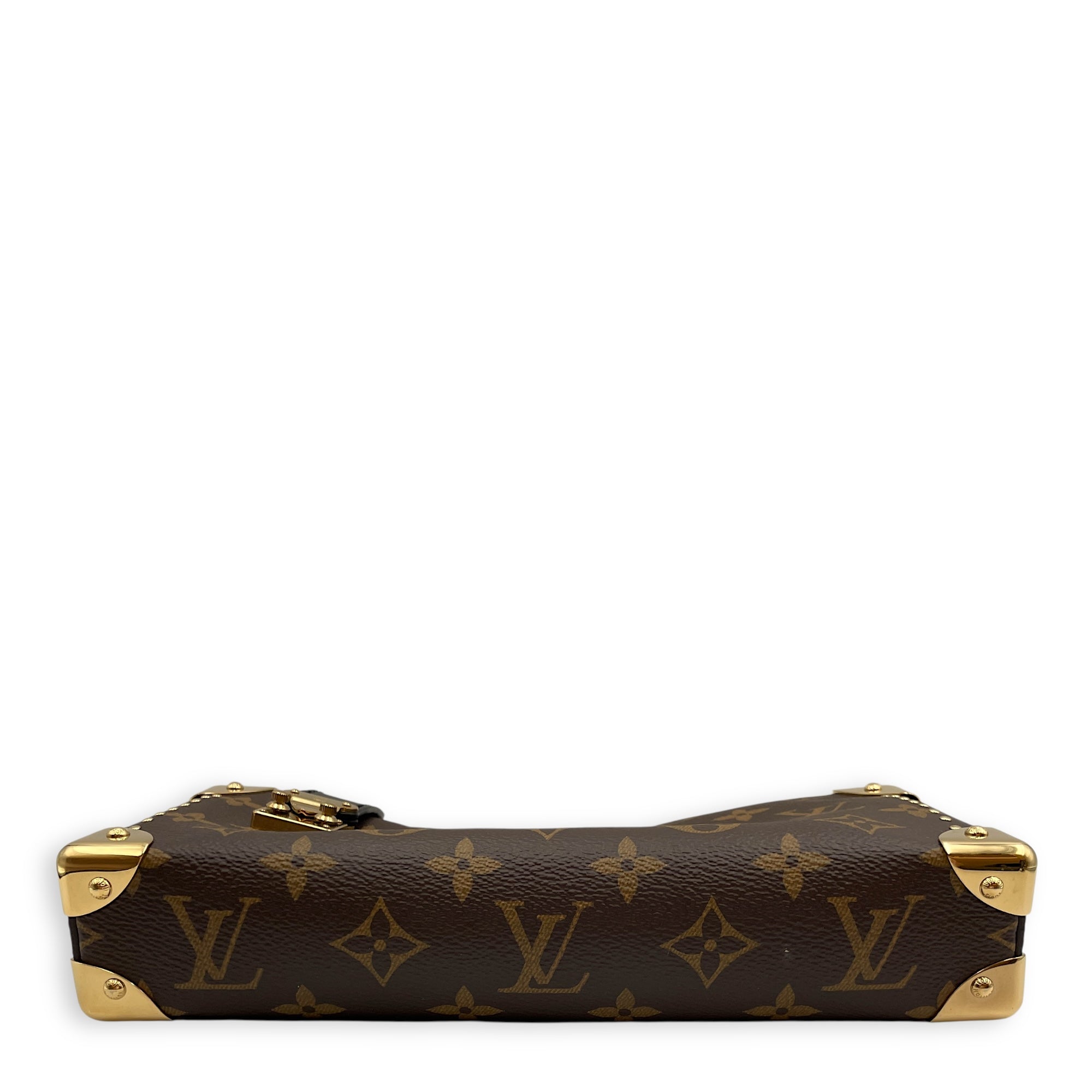 Slim Trunk Brown Monogram Crossbody Bag in Canvas, Gold hardware