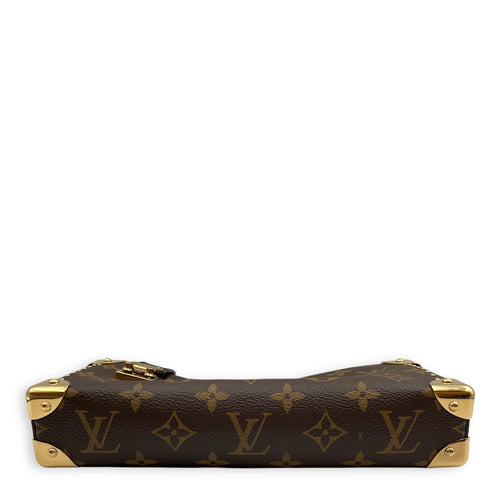 Slim Trunk Brown Monogram Crossbody Bag in Canvas, Gold hardware