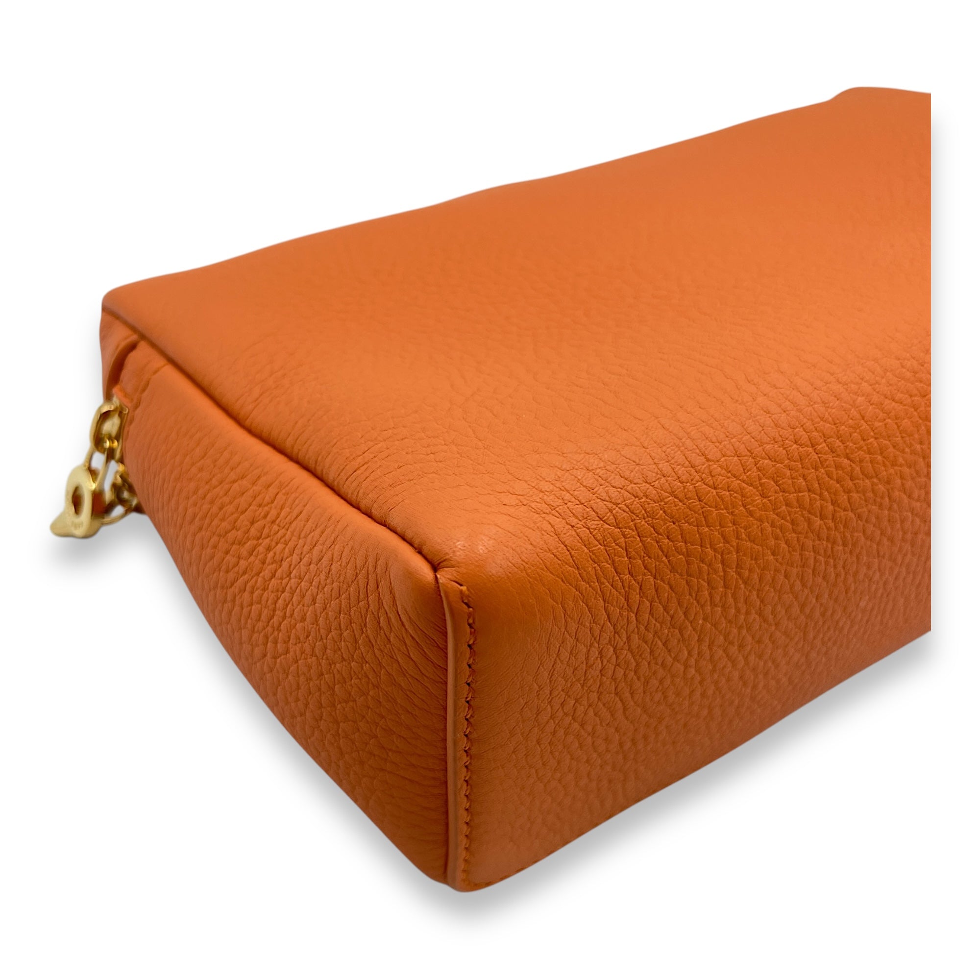Extra Pocket 19 Orange Crossbody Bag in Calfskin, Gold hardware