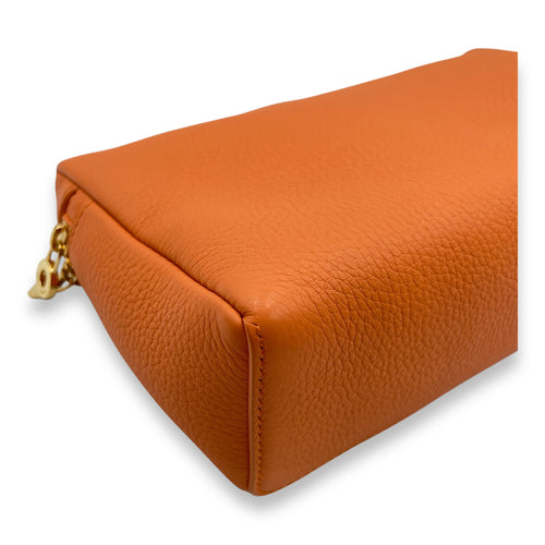 Extra Pocket 19 Orange Crossbody Bag in Calfskin, Gold hardware