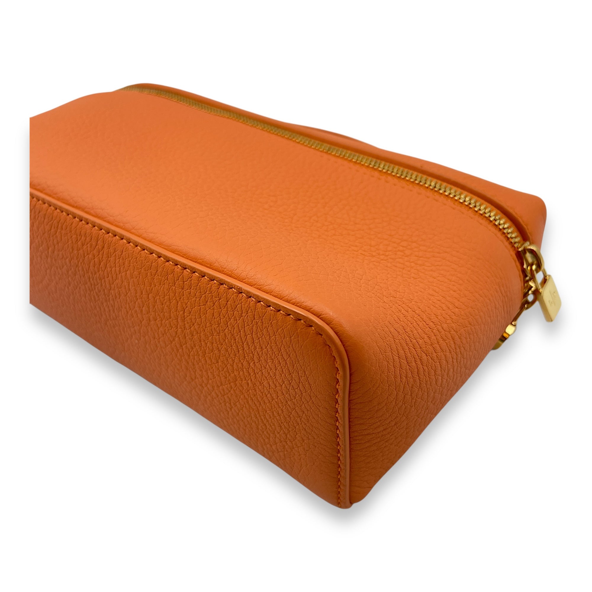 Extra Pocket 19 Orange Crossbody Bag in Calfskin, Gold hardware