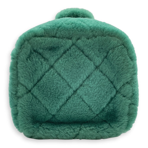 Shearling Quilted Vanity Green Shoulder Bag in Lambskin, Gold hardware