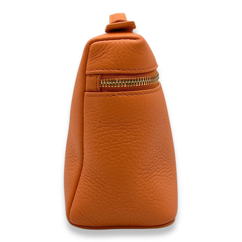 Extra Pocket 19 Orange Crossbody Bag in Calfskin, Gold hardware