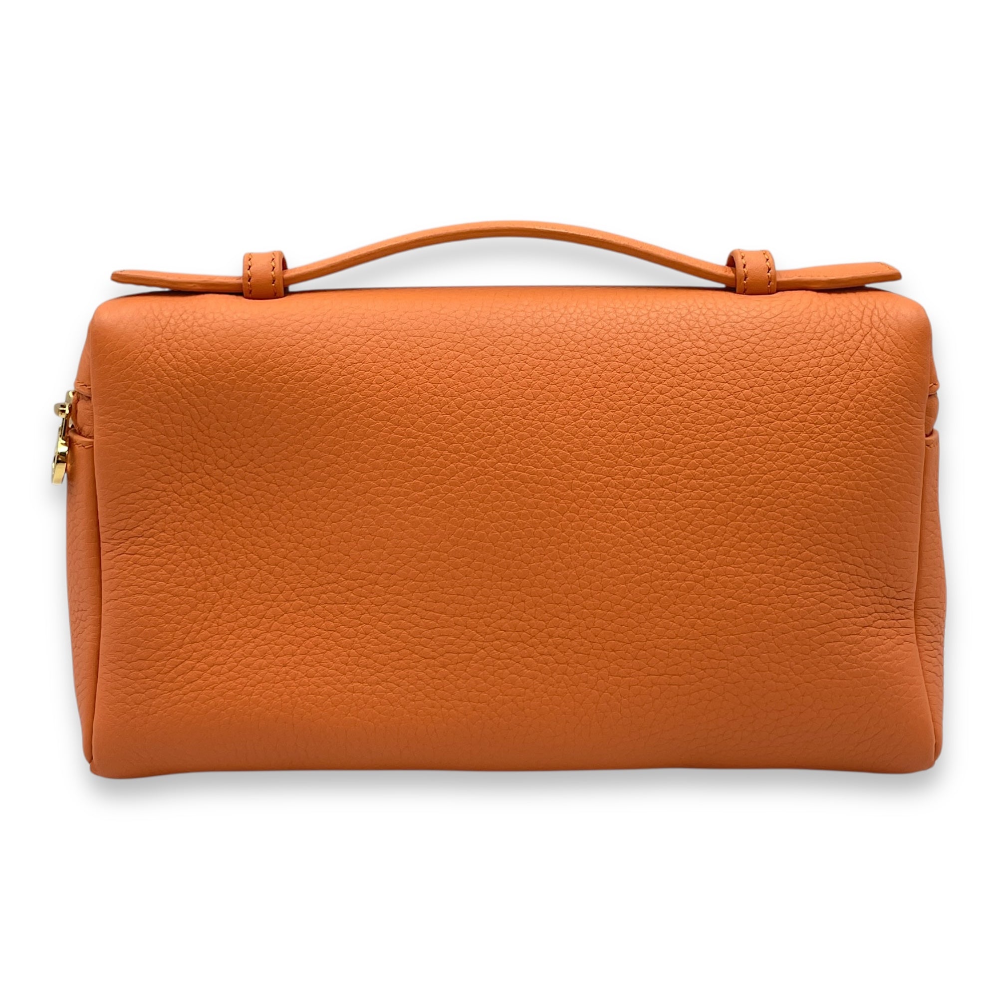 Extra Pocket 19 Orange Crossbody Bag in Calfskin, Gold hardware