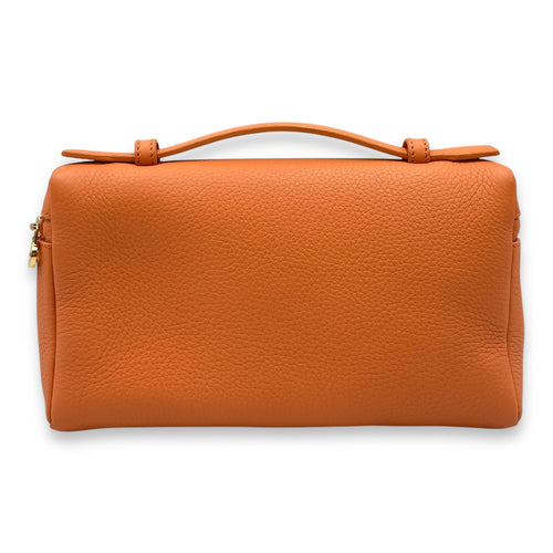 Extra Pocket 19 Orange Crossbody Bag in Calfskin, Gold hardware