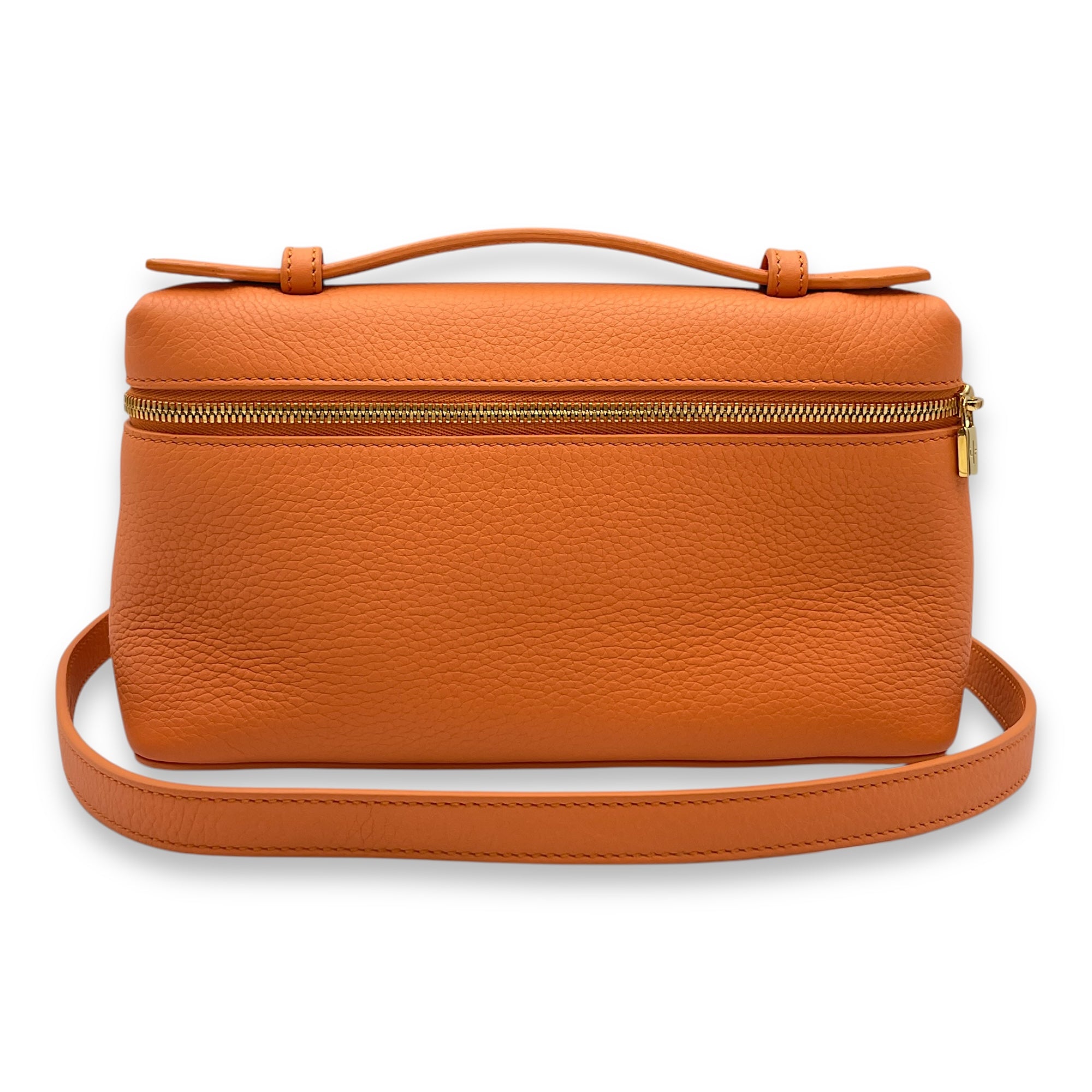 Extra Pocket 19 Orange Crossbody Bag in Calfskin, Gold hardware