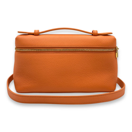 Extra Pocket 19 Orange Crossbody Bag in Calfskin, Gold hardware
