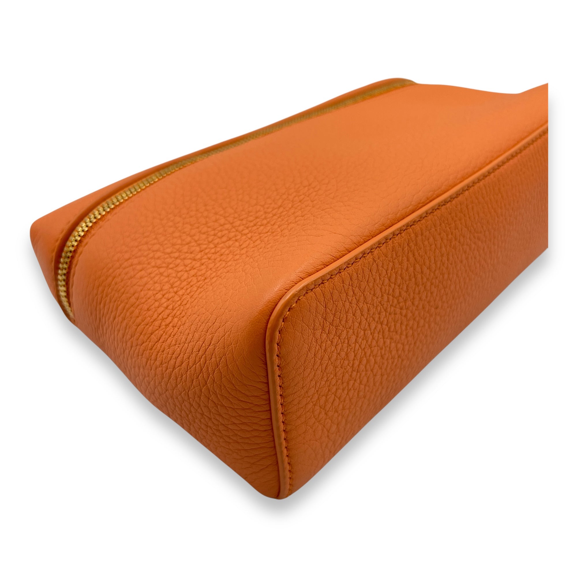 Extra Pocket 19 Orange Crossbody Bag in Calfskin, Gold hardware