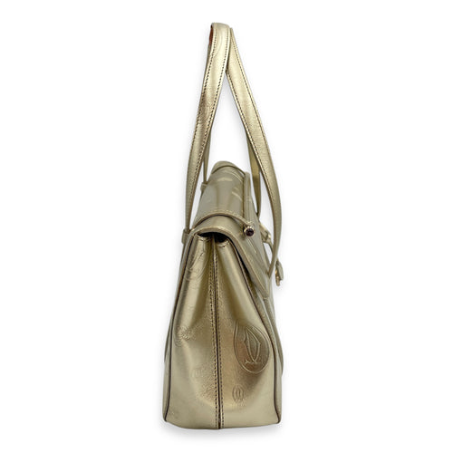 Happy Birthday Gold Top Handle Bag in Metallic, Brushed Gold hardware