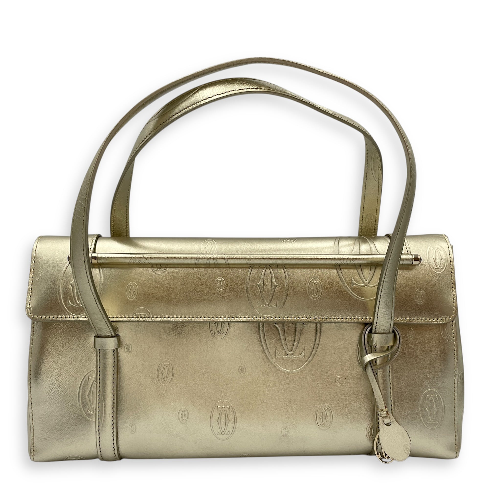 Happy Birthday Gold Top Handle Bag in Metallic, Brushed Gold hardware
