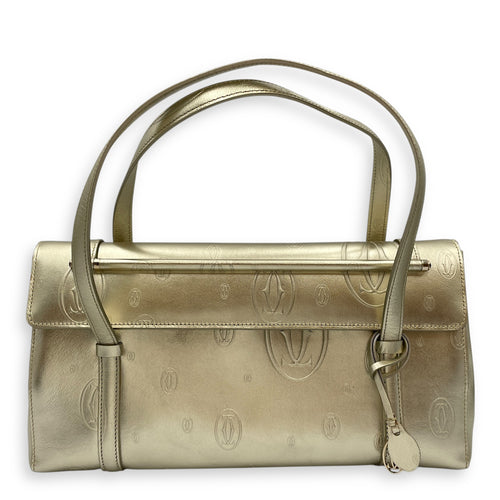 Happy Birthday Gold Top Handle Bag in Metallic, Brushed Gold hardware