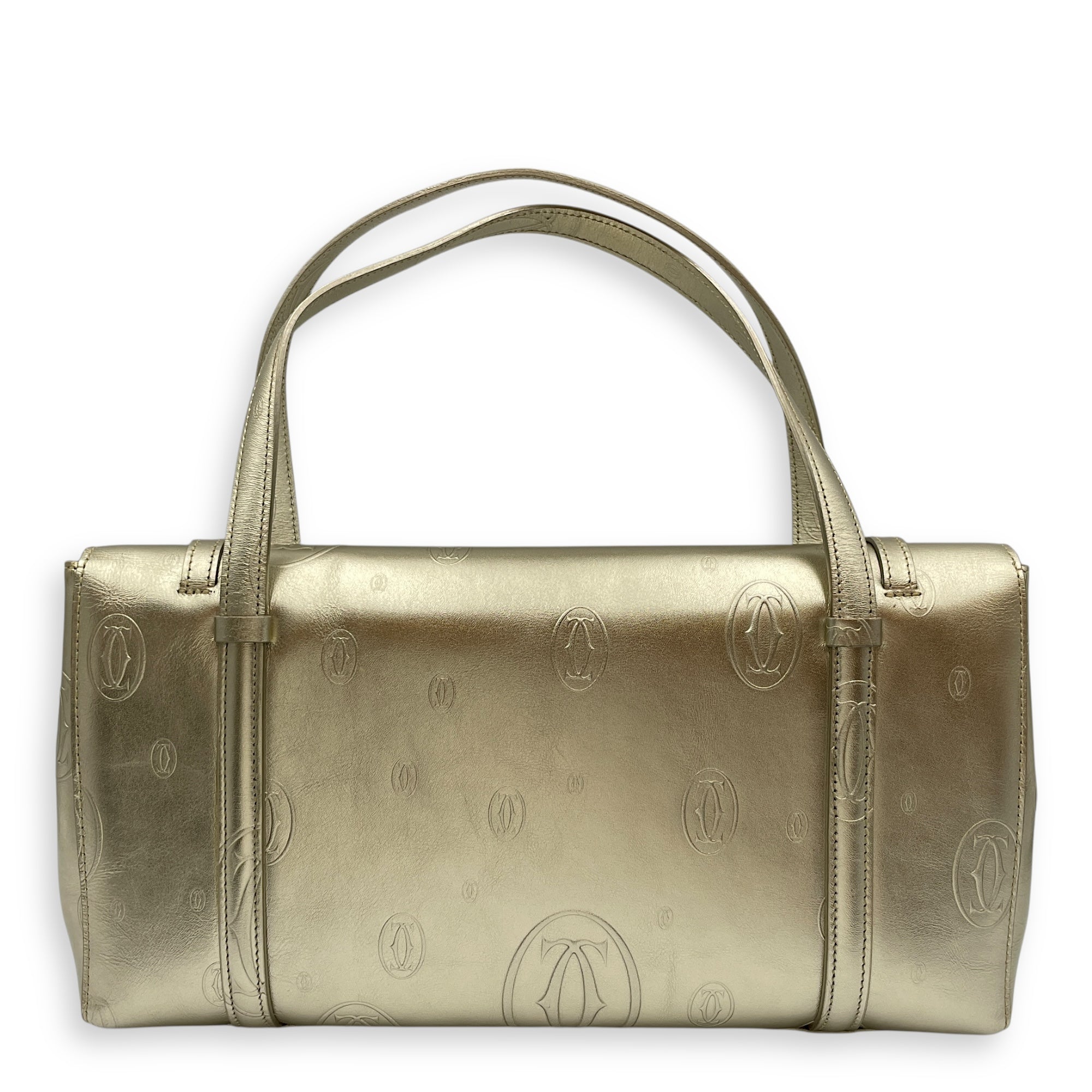 Happy Birthday Gold Top Handle Bag in Metallic, Brushed Gold hardware