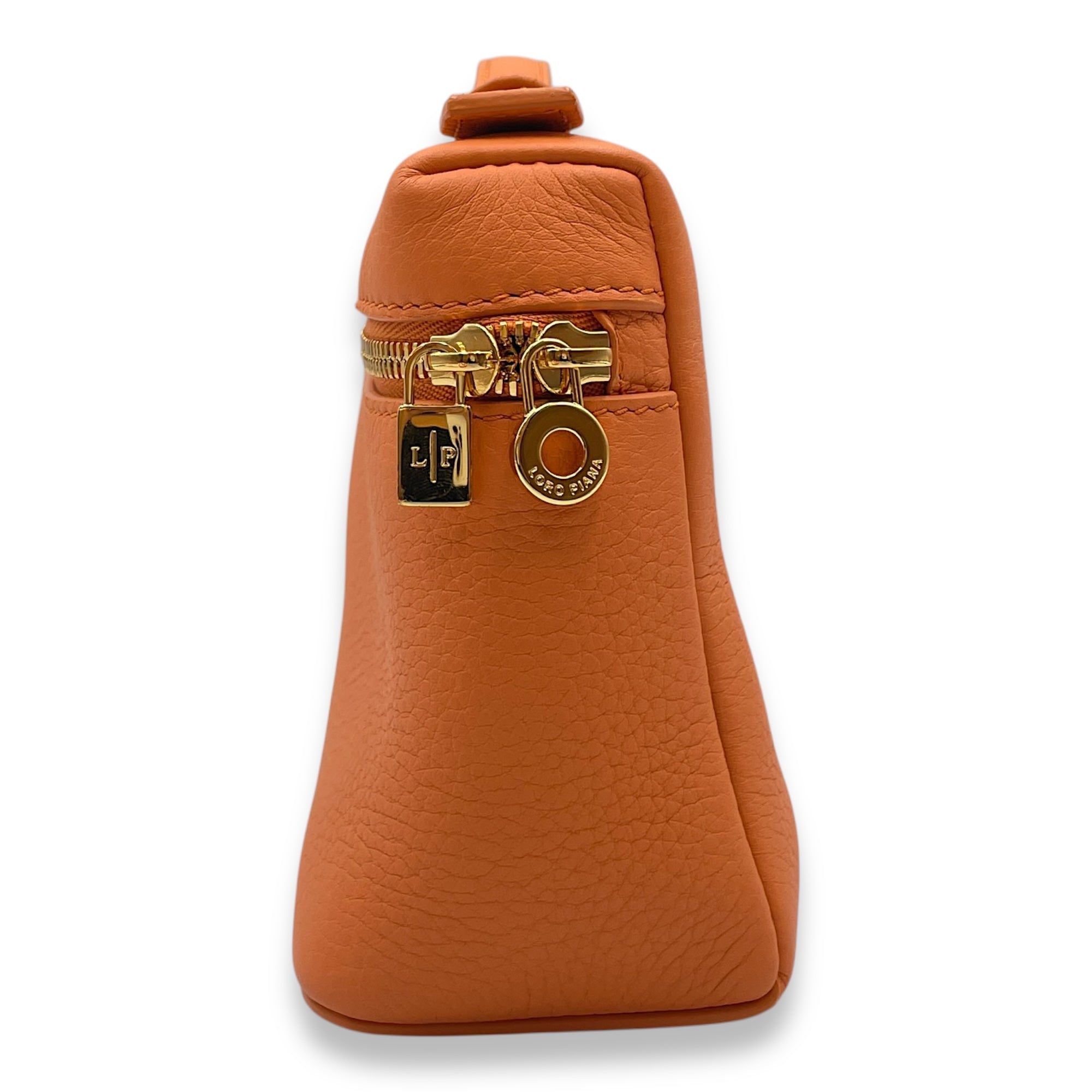 Extra Pocket 19 Orange Crossbody Bag in Calfskin, Gold hardware