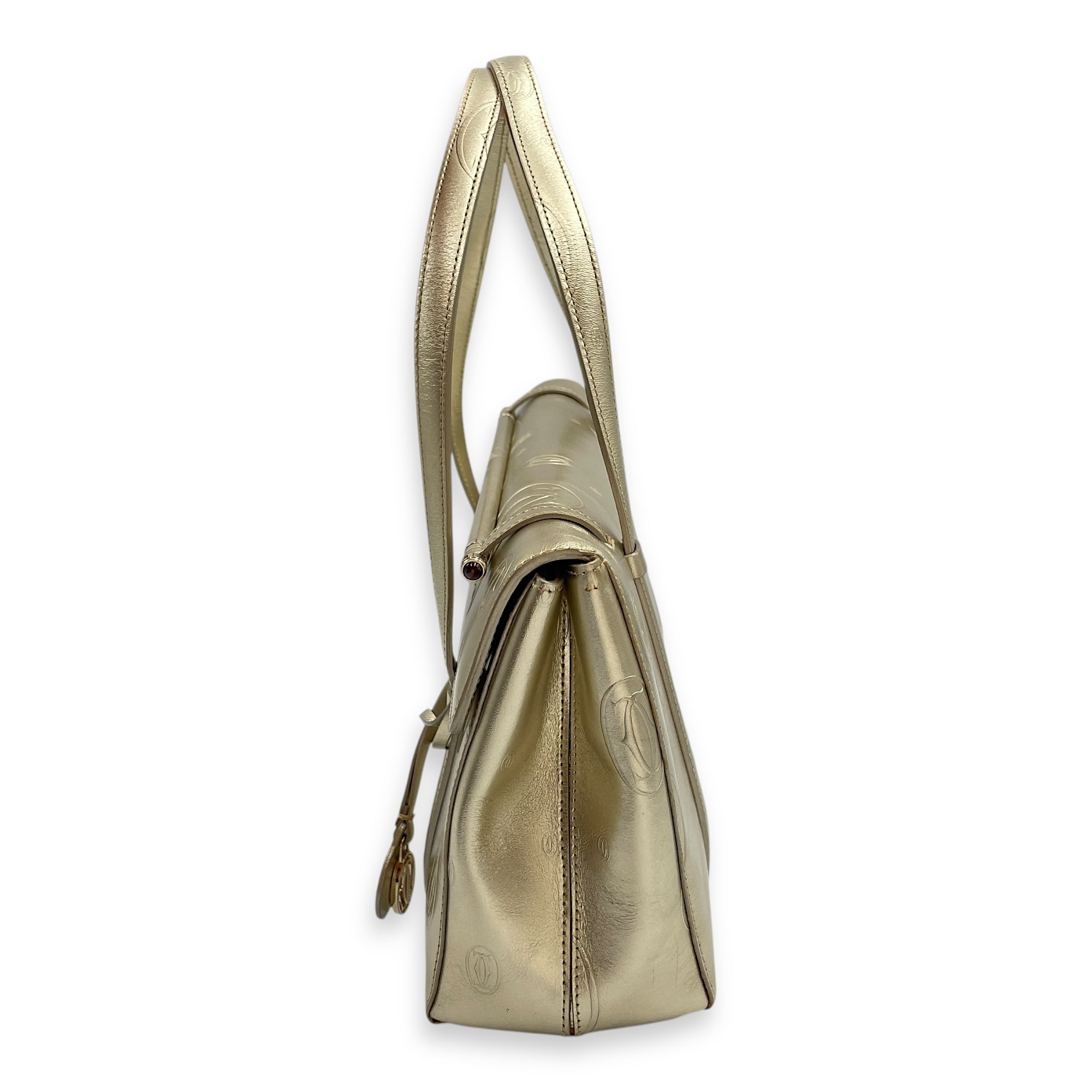 Happy Birthday Gold Top Handle Bag in Metallic, Brushed Gold hardware