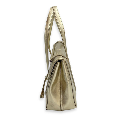 Happy Birthday Gold Top Handle Bag in Metallic, Brushed Gold hardware