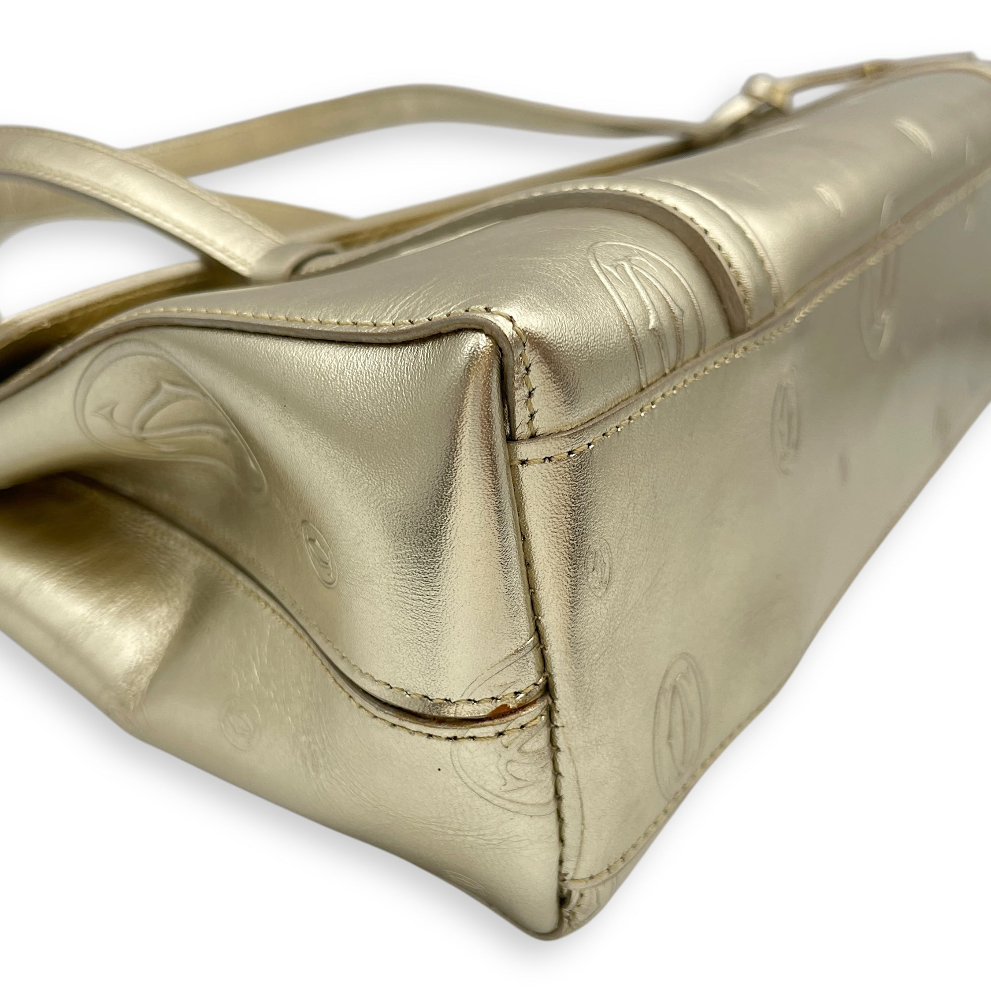 Happy Birthday Gold Top Handle Bag in Metallic, Brushed Gold hardware