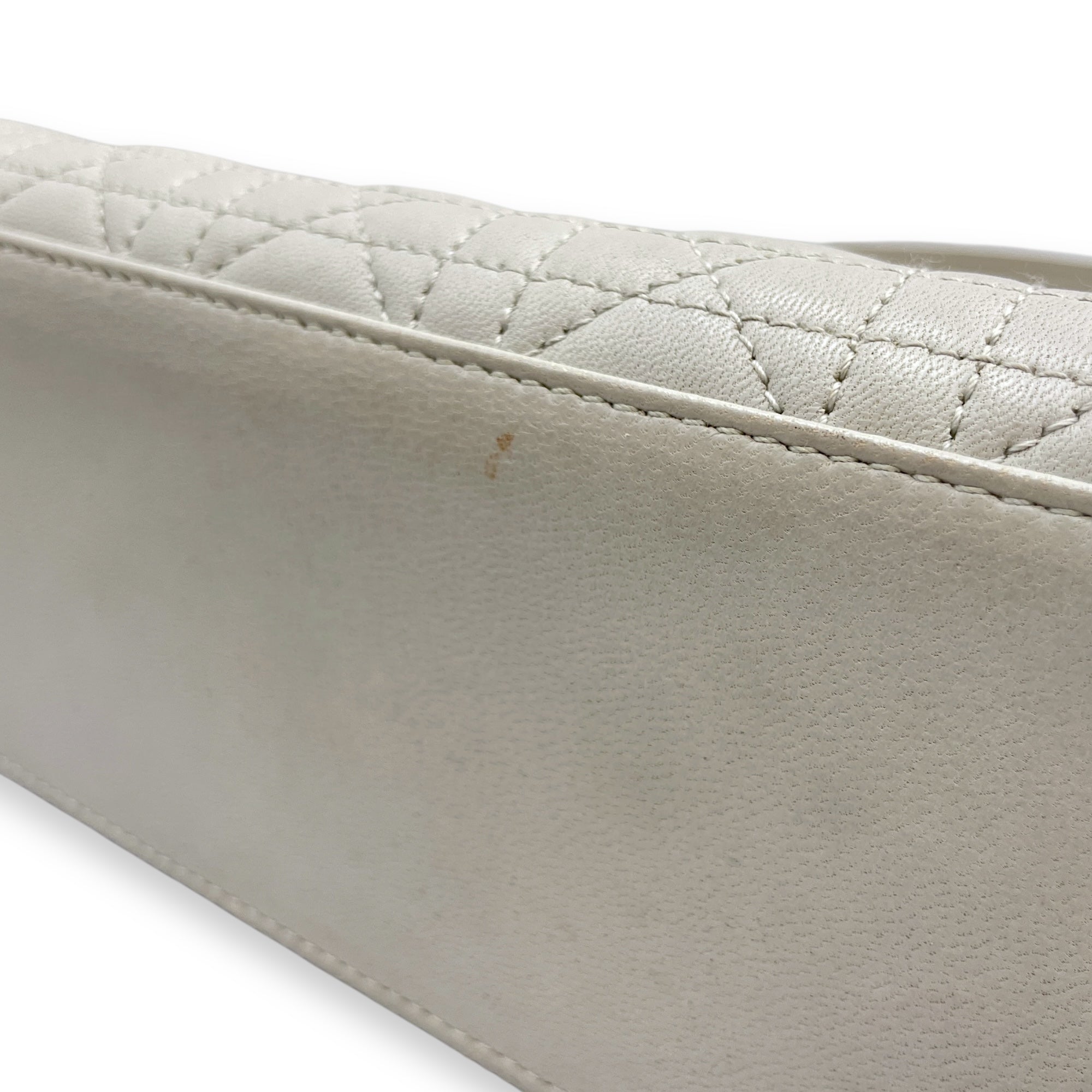 East West Cannage Quilted Grey Shoulder Bag in Lambskin, Silver hardware