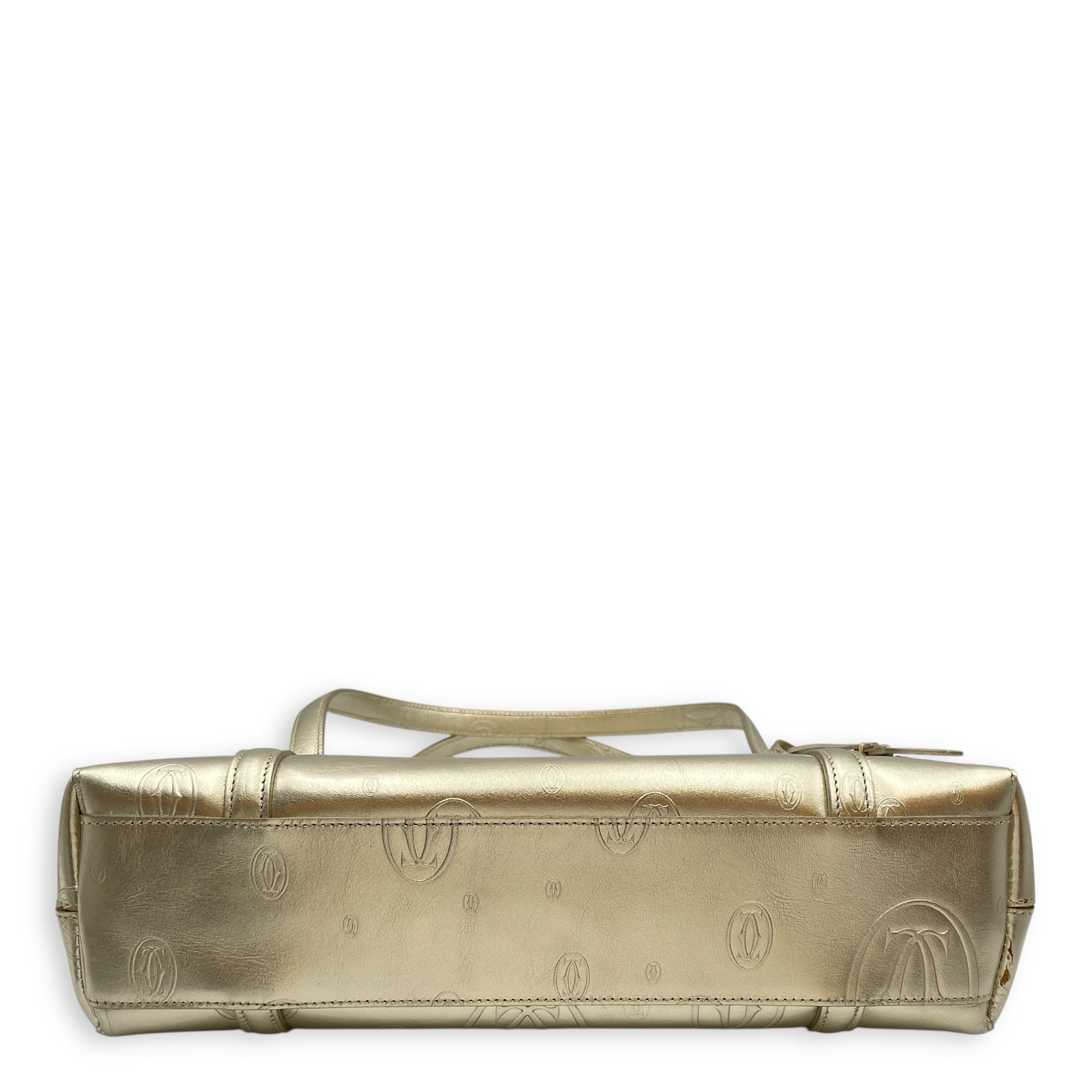 Happy Birthday Gold Top Handle Bag in Metallic, Brushed Gold hardware