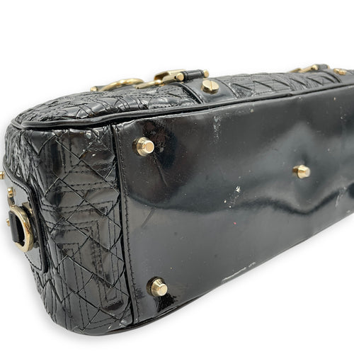 Snap Out Of It Satchel Black Top Handle Bag in Patent Leather, Gold hardware