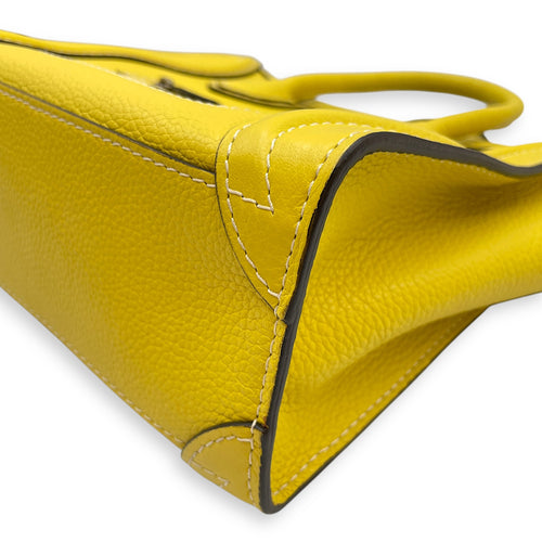 Nano Yellow Luggage in Calfskin, Silver hardware