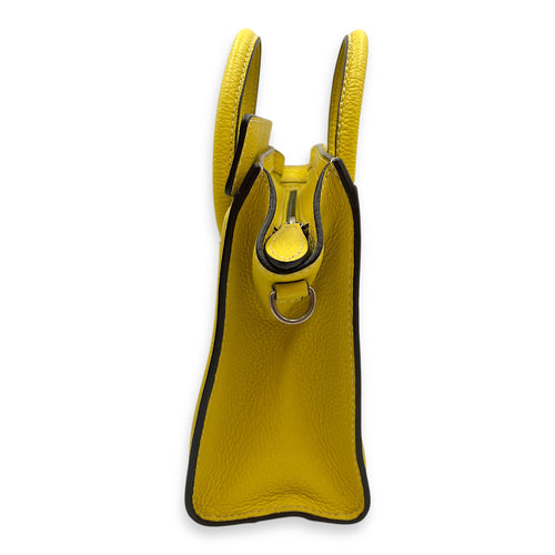 Nano Yellow Luggage in Calfskin, Silver hardware