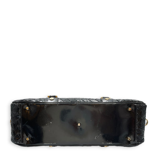 Snap Out Of It Satchel Black Top Handle Bag in Patent Leather, Gold hardware
