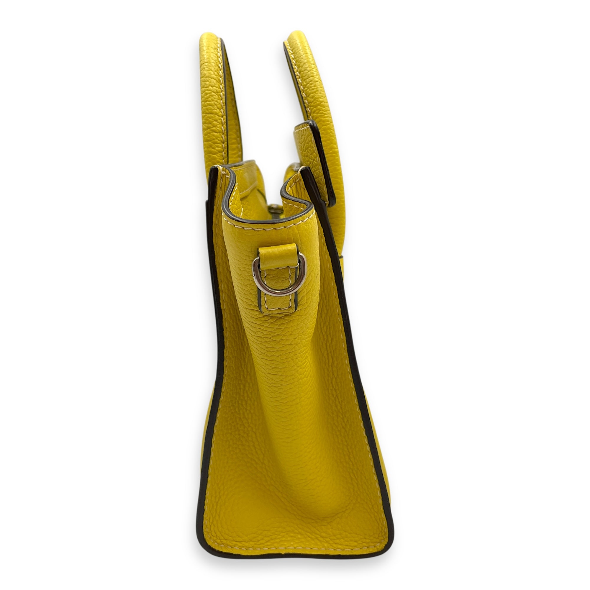 Nano Yellow Luggage in Calfskin, Silver hardware