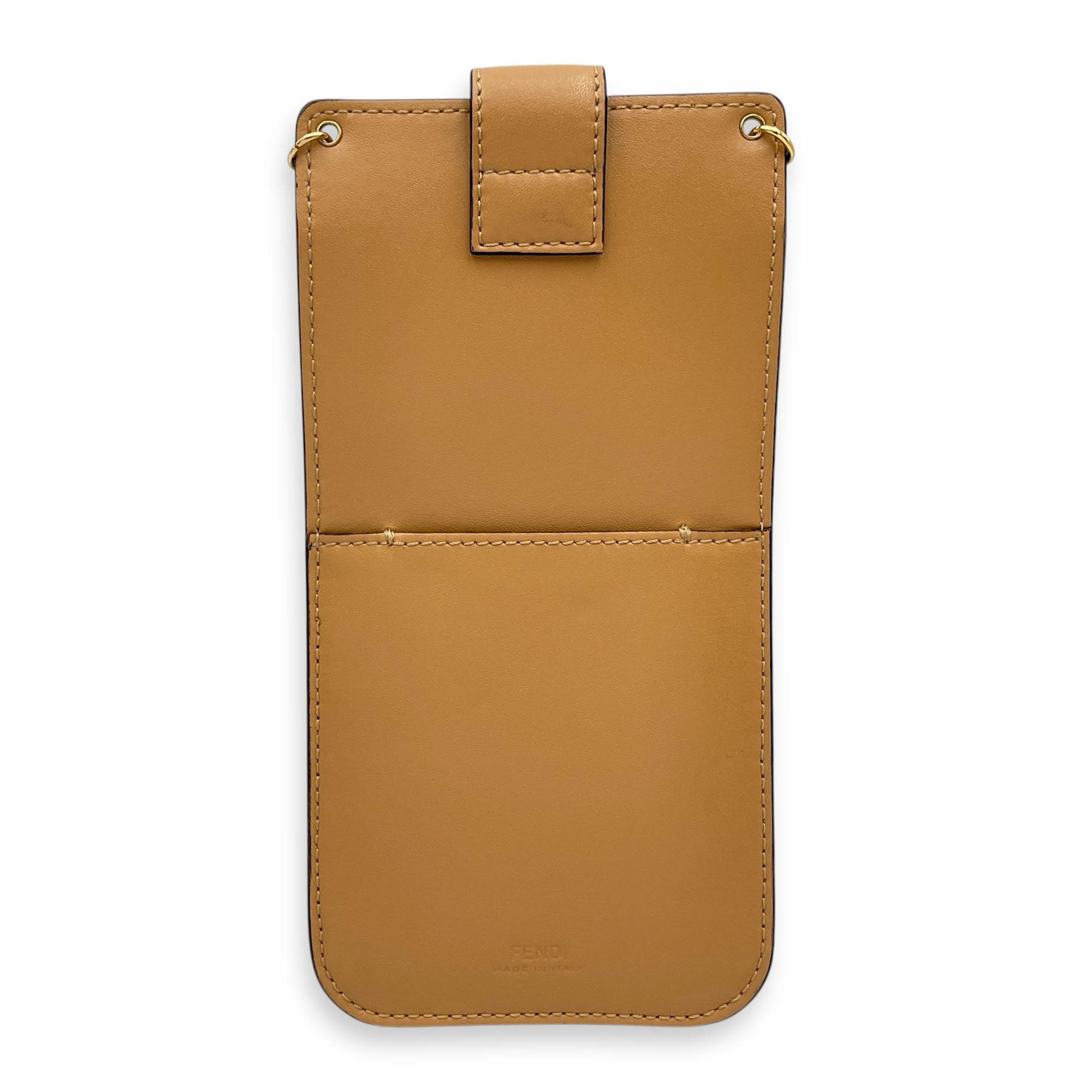 Phone holder Pouch Zucca Embossed Beige Crossbody Bag in Calfskin, Gold hardware
