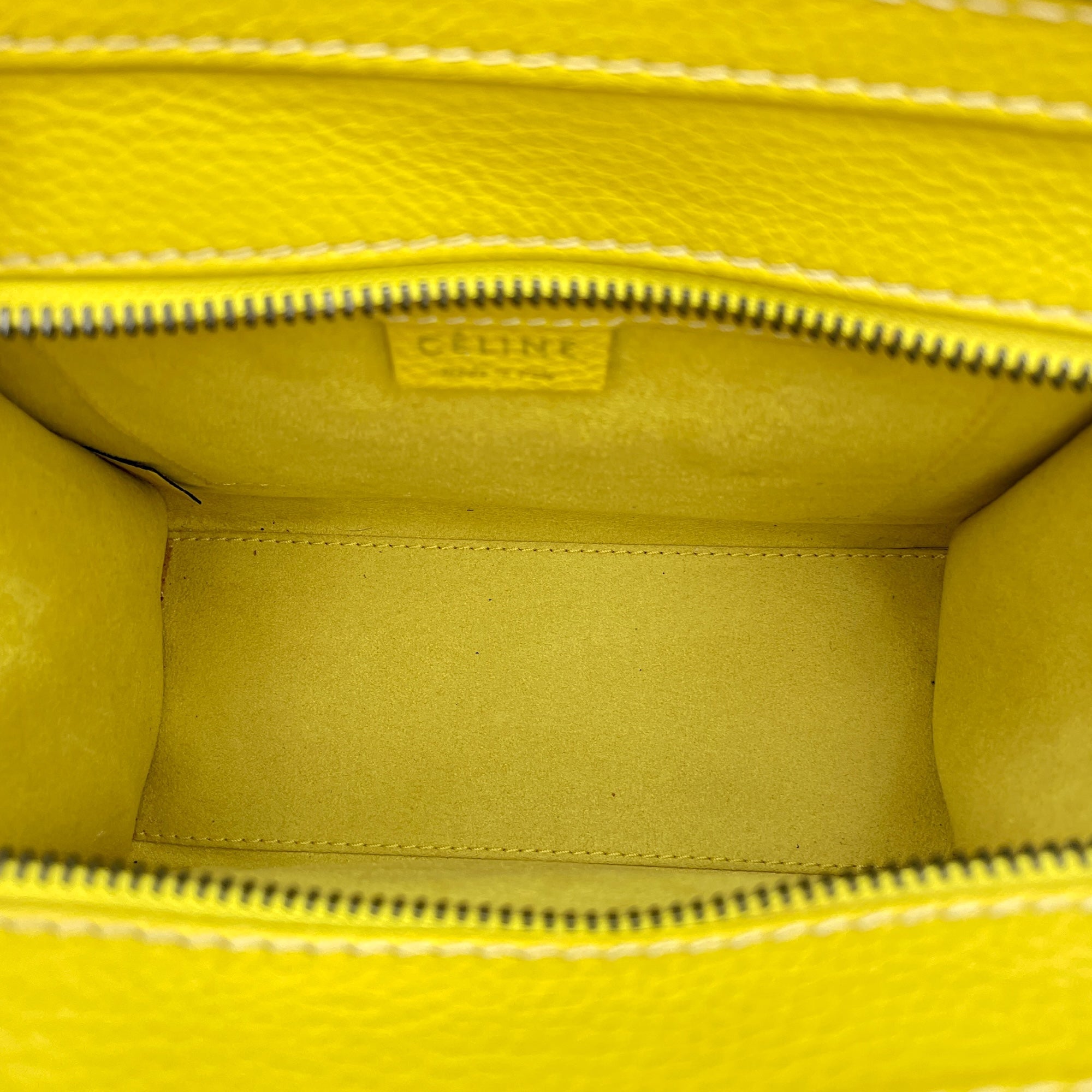 Nano Yellow Luggage in Calfskin, Silver hardware