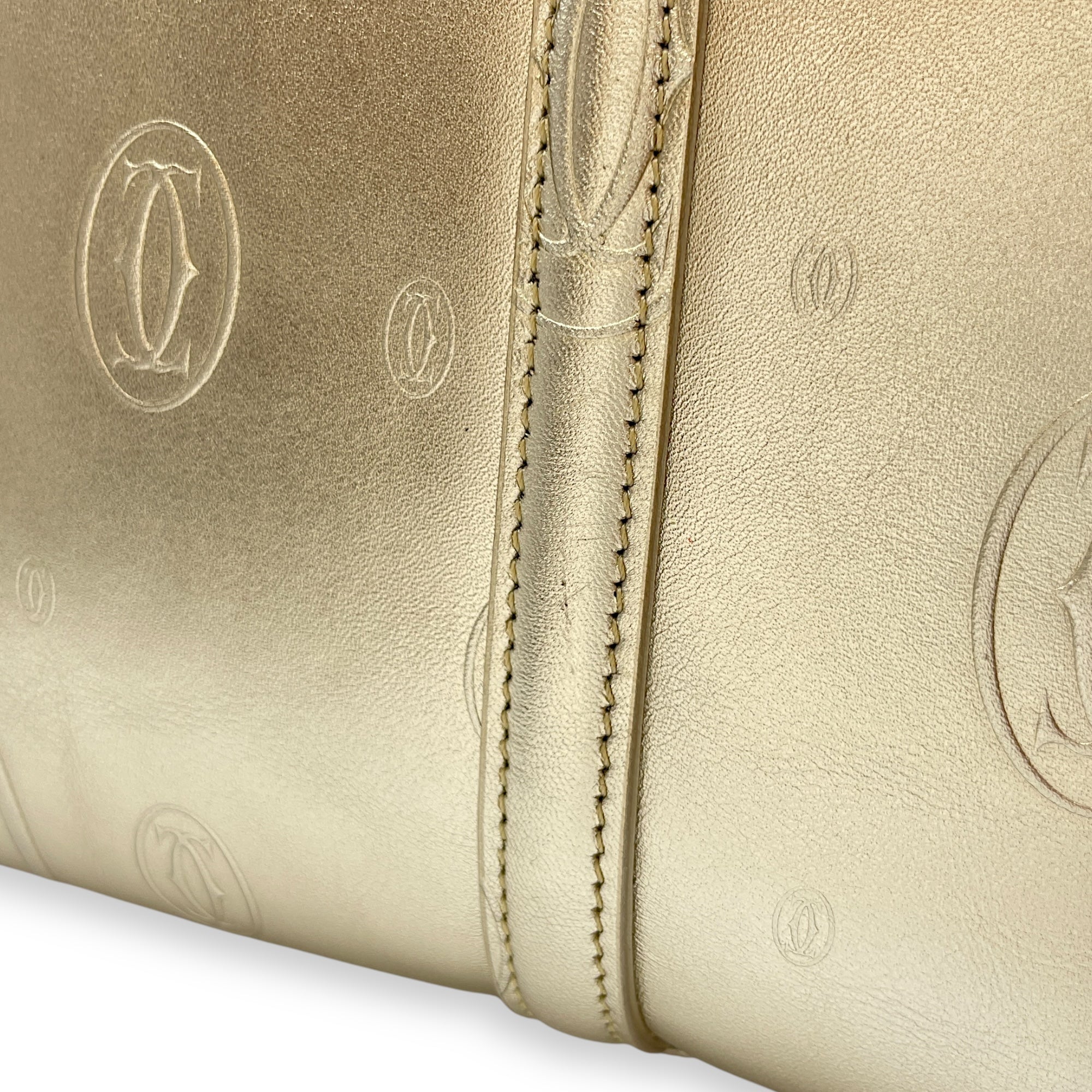 Happy Birthday Gold Top Handle Bag in Metallic, Brushed Gold hardware