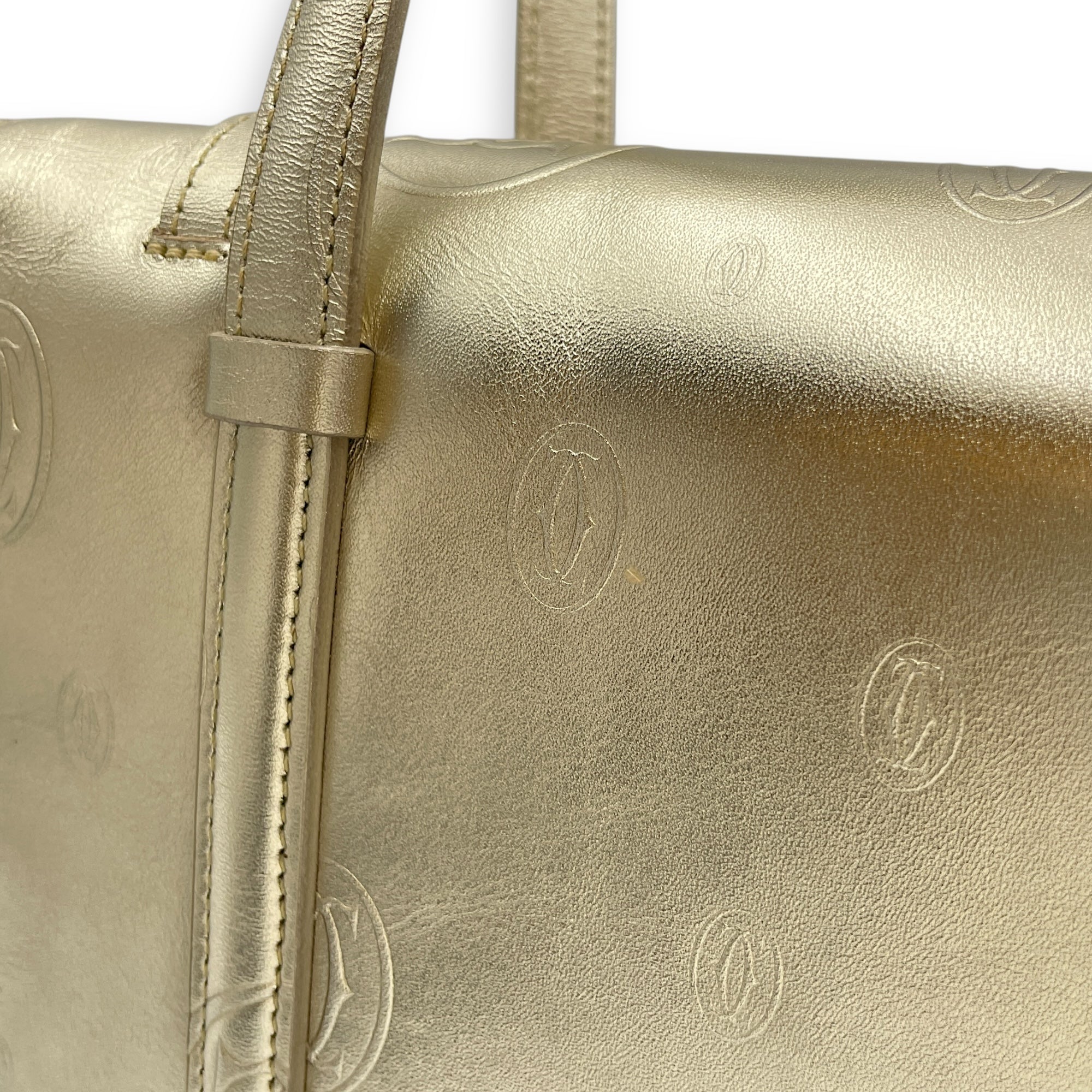 Happy Birthday Gold Top Handle Bag in Metallic, Brushed Gold hardware