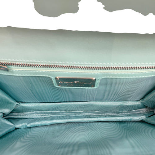 Cara Bow Green Crossbody Bag in Patent Leather, Silver hardware