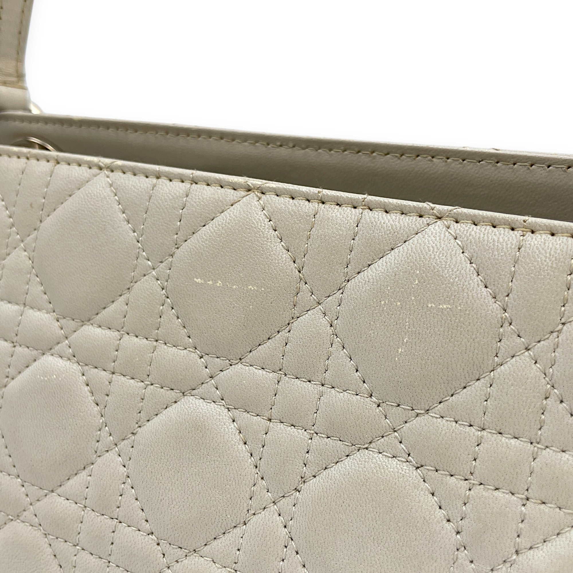 East West Cannage Quilted Grey Shoulder Bag in Lambskin, Silver hardware