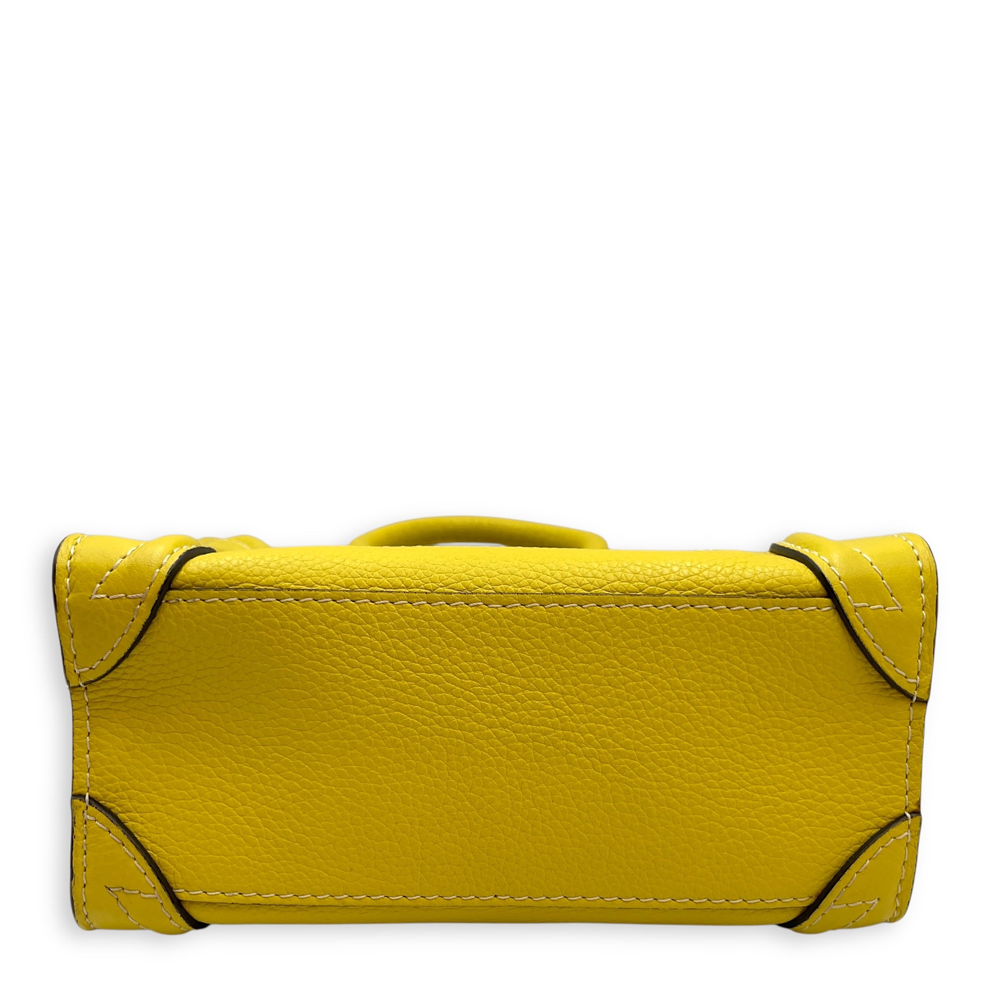 Nano Yellow Luggage in Calfskin, Silver hardware