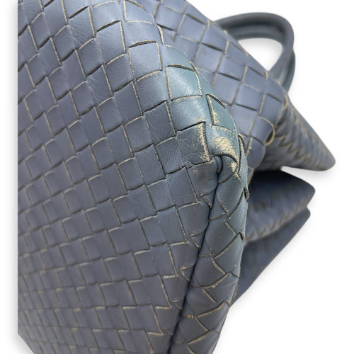 Intrecciato Roma Blue Shoulder Bag in Nappa Leather, Gunmetal hardware