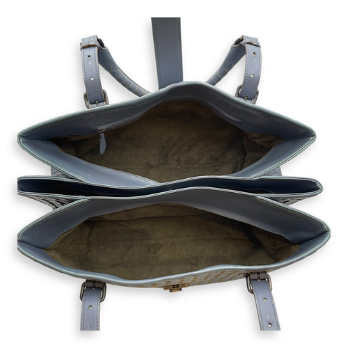 Intrecciato Roma Blue Shoulder Bag in Nappa Leather, Gunmetal hardware