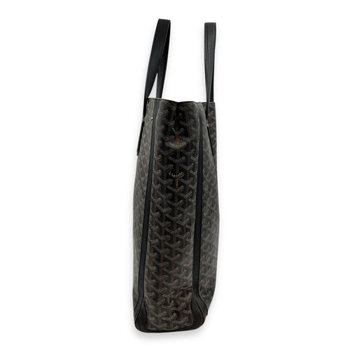 Voltaire Black Tote Bag in Coated Canvas, Silver hardware