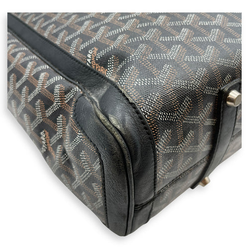 Voltaire Black Tote Bag in Coated Canvas, Silver hardware