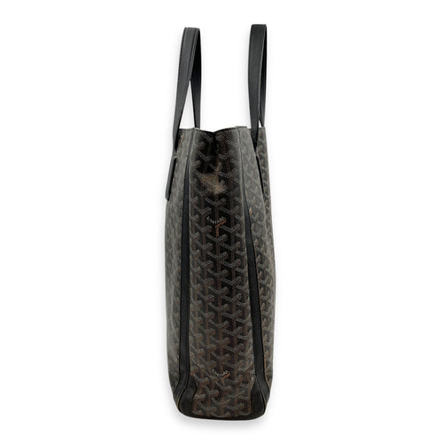 Voltaire Black Tote Bag in Coated Canvas, Silver hardware