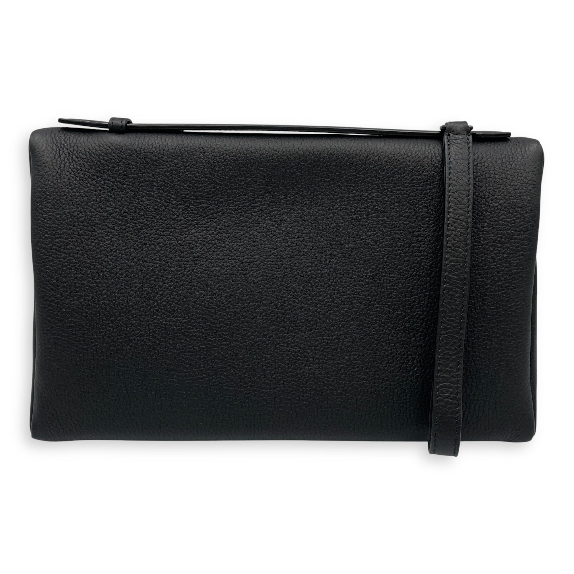LP 29 Black Top Handle Bag in Calfskin, Ruthenium hardware