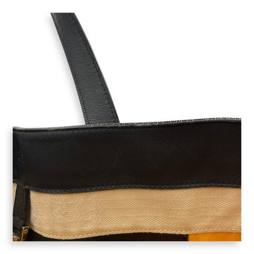 Voltaire Black Tote Bag in Coated Canvas, Silver hardware