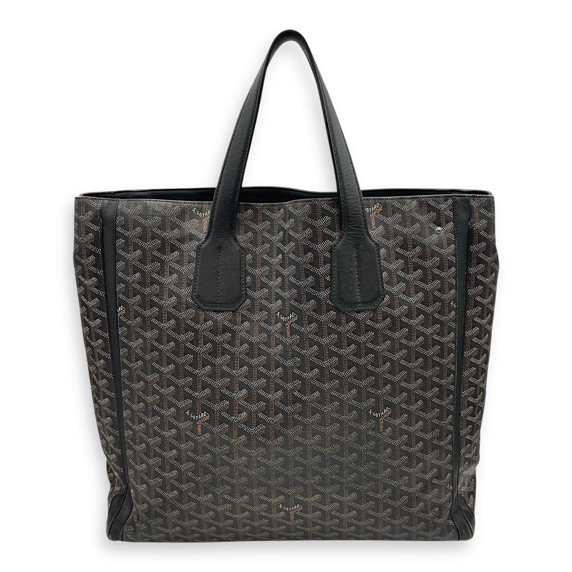 Voltaire Black Tote Bag in Coated Canvas, Silver hardware