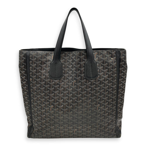 Voltaire Black Tote Bag in Coated Canvas, Silver hardware