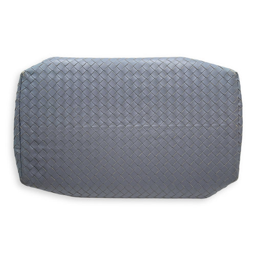 Intrecciato Roma Blue Shoulder Bag in Nappa Leather, Gunmetal hardware