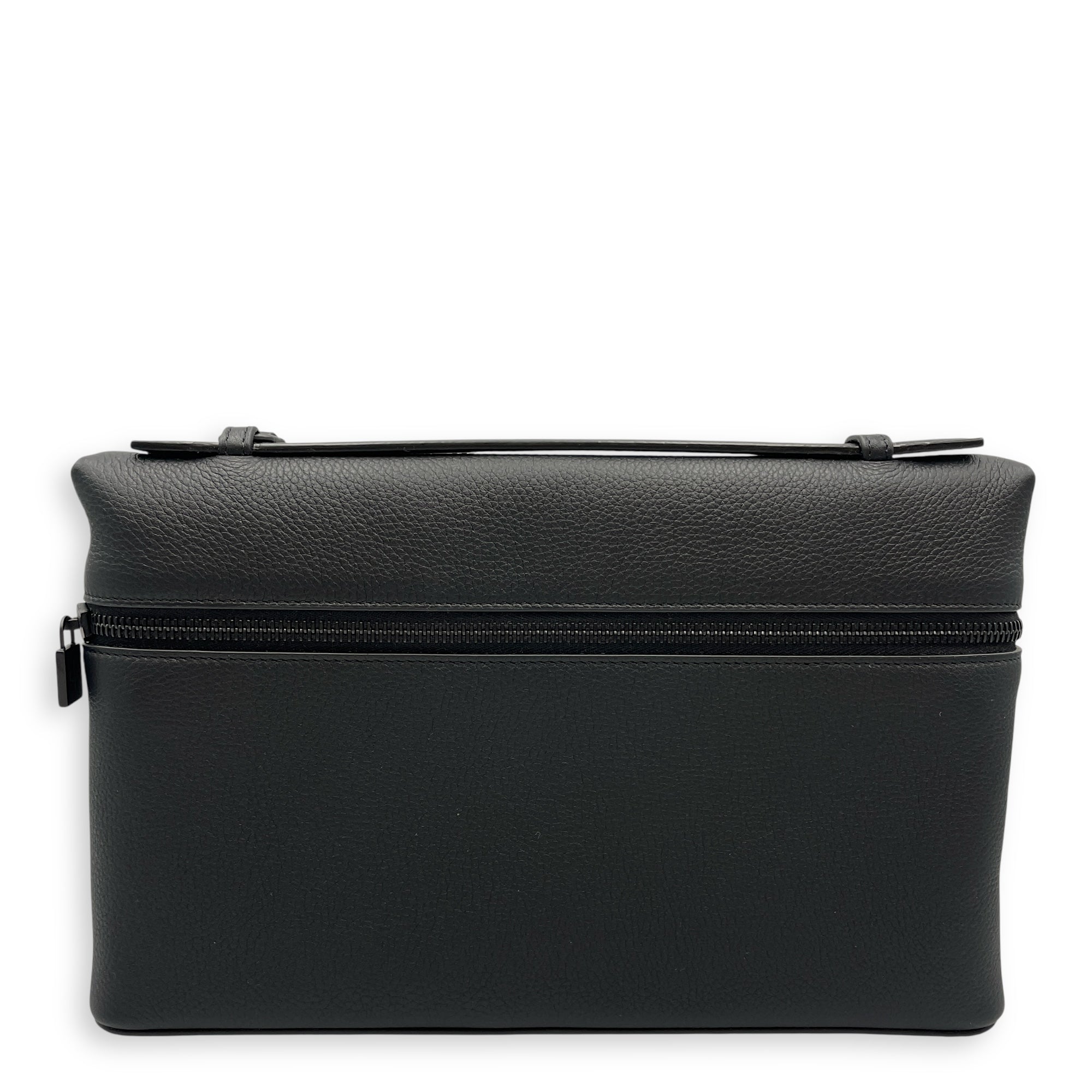 LP 29 Black Top Handle Bag in Calfskin, Ruthenium hardware