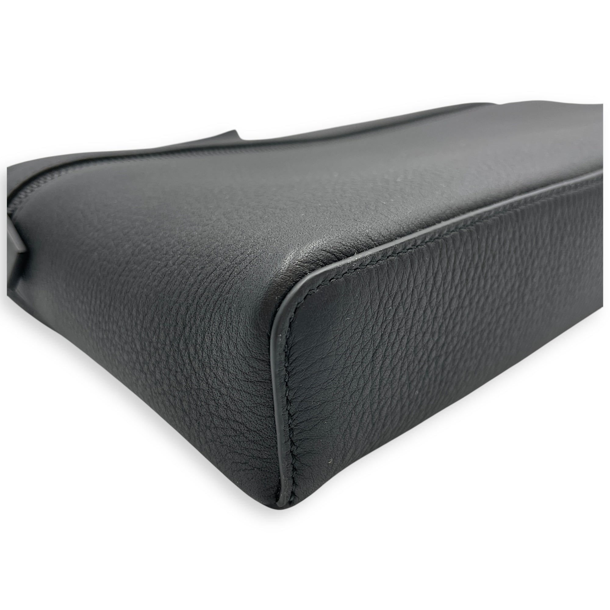 LP 29 Black Top Handle Bag in Calfskin, Ruthenium hardware