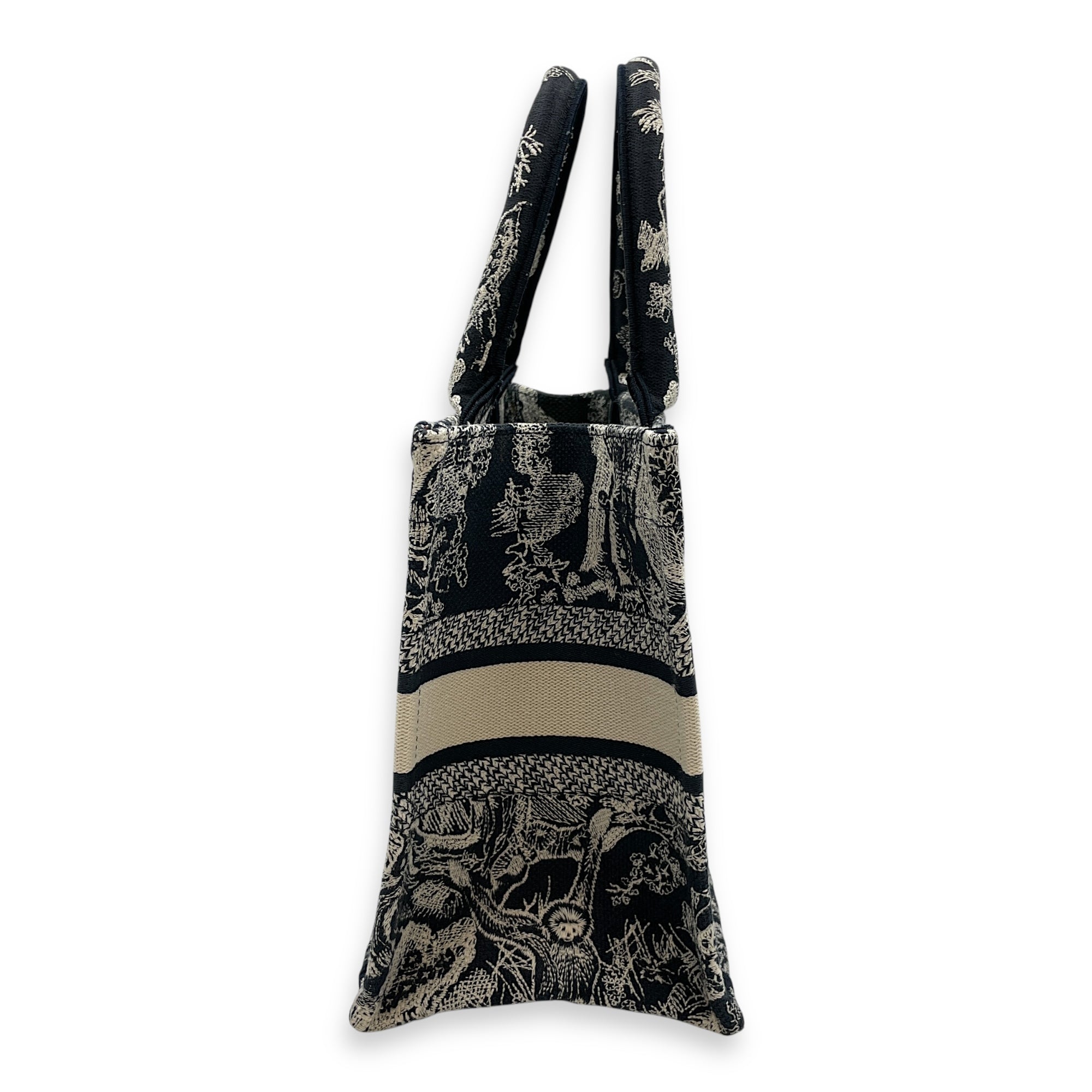 Embroidered Small Blue Book Tote in Canvas